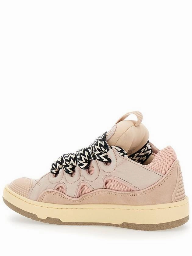 'Curb' Pink Sneakers With White And Black Laces In Leather Pink Unisex Leopard Print Platform Sneakers