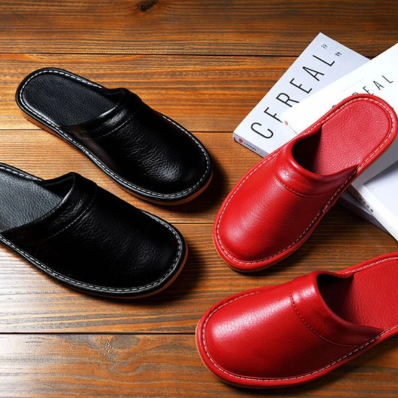 Groovywish Leather Flat Men Slippers Light Odorless Leisure Shoes Peep Toe Shoes Flats