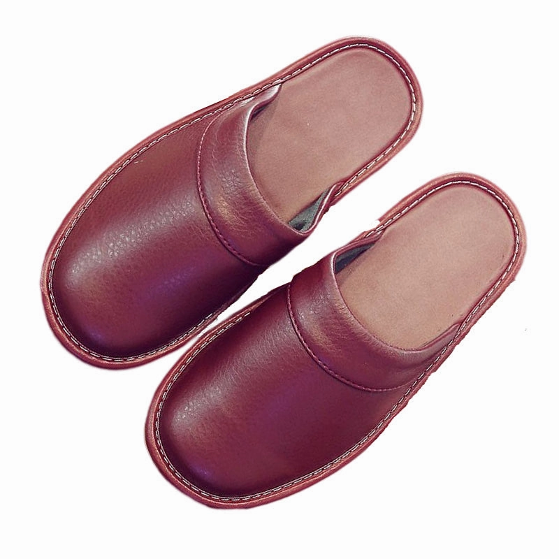Groovywish Leather Flat Men Slippers Light Odorless Leisure Shoes Quilted Shoes