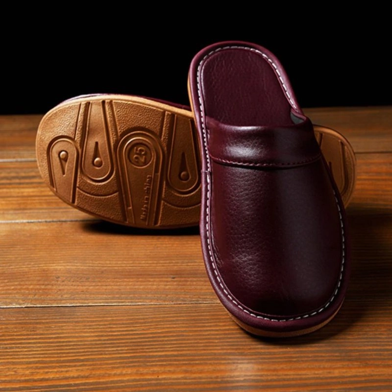 Groovywish Leather Flat Men Slippers Light Odorless Leisure Shoes Foot Pain From Flat Shoes