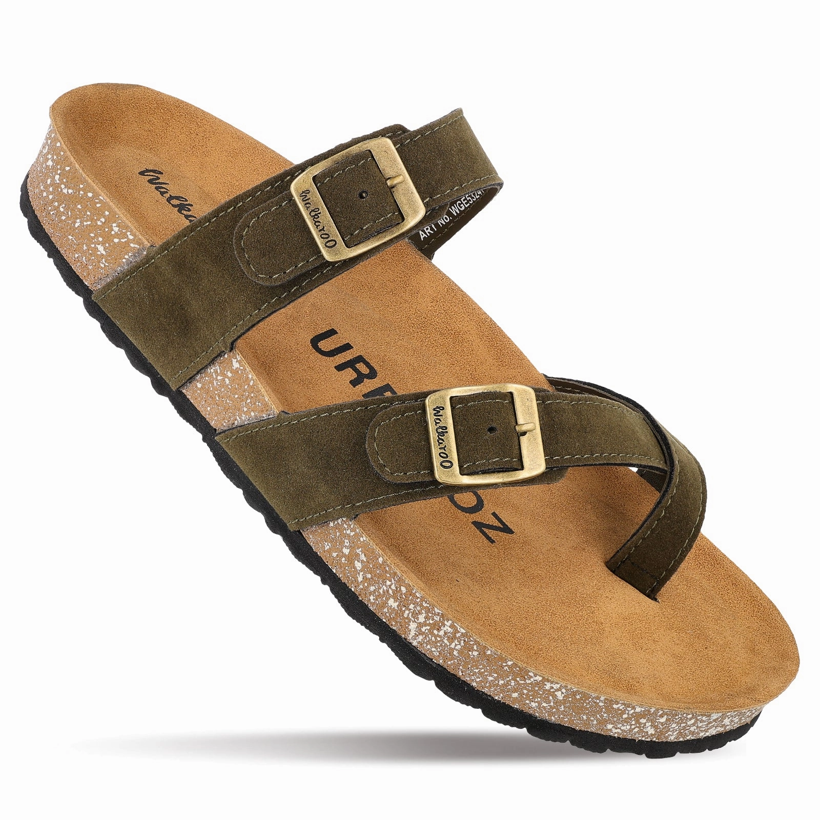 URBANOZ Men's Comfort Sandals - WGE53241 Olive Strap Wedge Sandals
