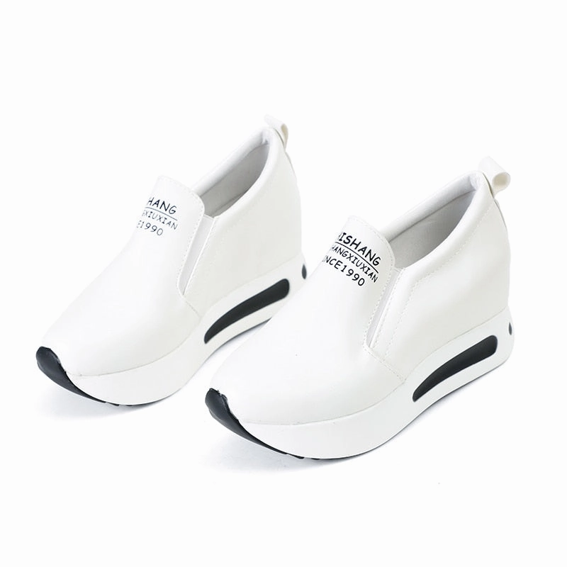 Women's Creepers Autumn Casual Slip Platform Wedge Heel Fashion Elastic Band Footwear Tassled Loafers