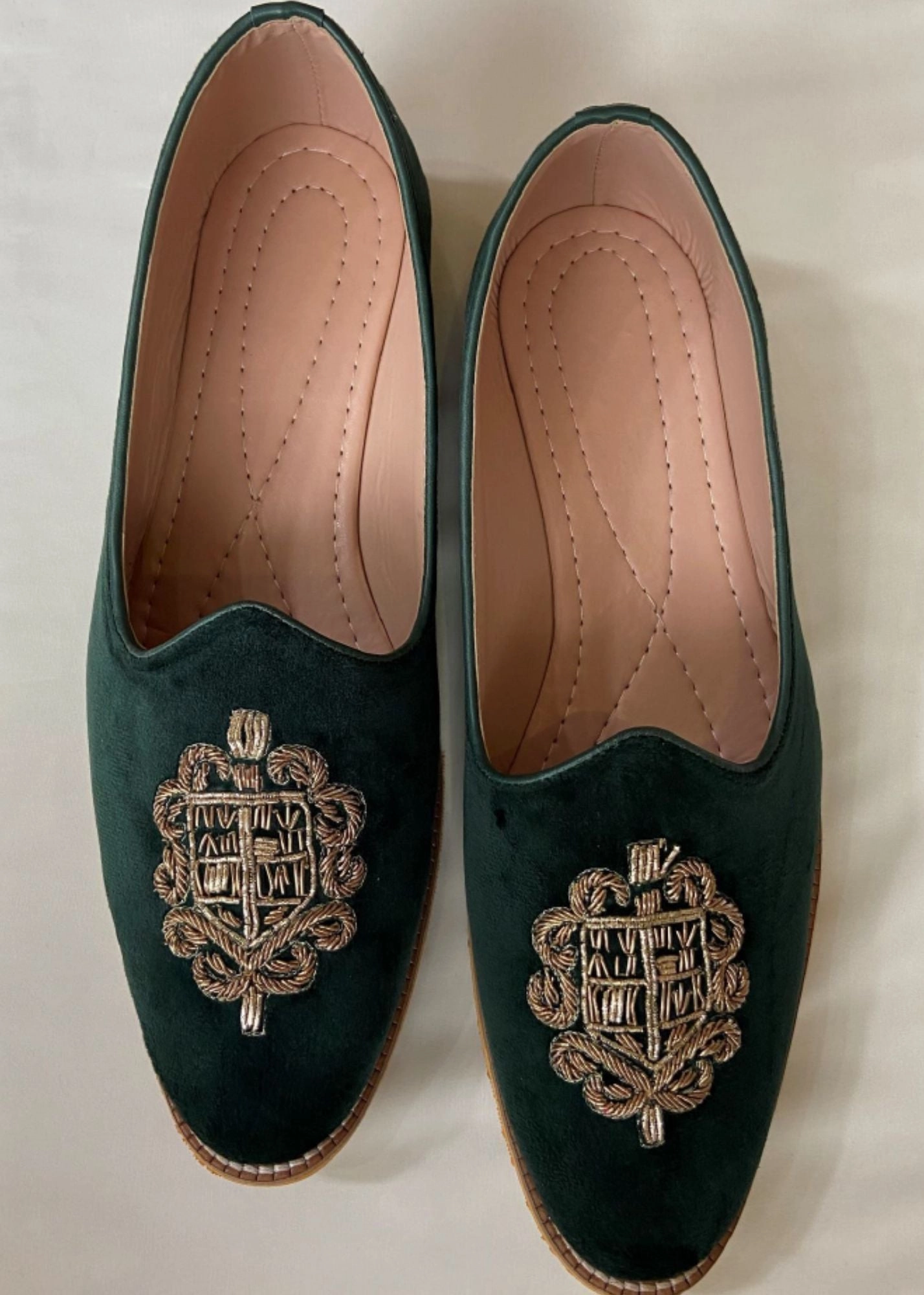 Loafers Oxfords BOTTLE GREEN HANDWORK LEATHER SUEDE FOR MEN