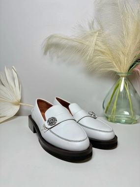 Black Jeans Loafers W Shoe Size 8 Ganni White Leather Cowhide NWOT Loafers