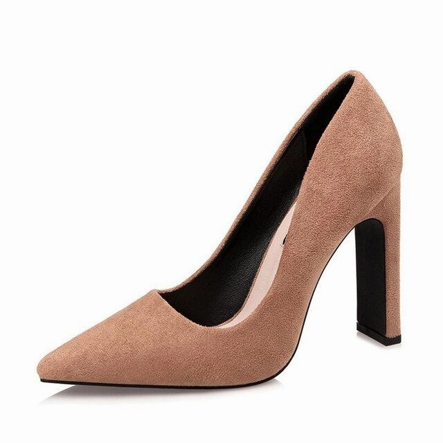 Thick Heels Suede Women Shoes Woman High Heel Square Dockers Feinstein Casual Shoes