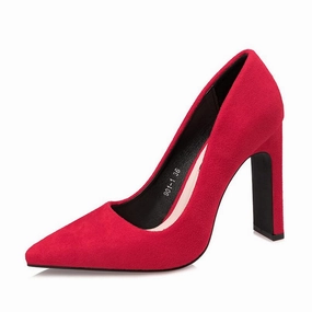 Business Casual Shoes Nearby Thick Heels Suede Women Shoes Woman High Heel Square