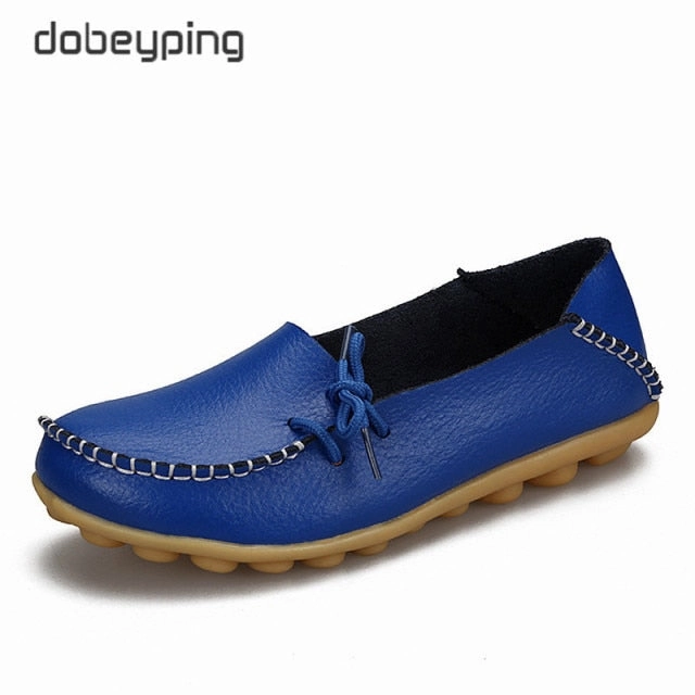 Florsheim Loafers New Moccasins Women Flats 2019 Autumn Woman Loafers Genuine Leather Female Shoes Slip On Ballet Bowtie Women's Shoe Size 35-44