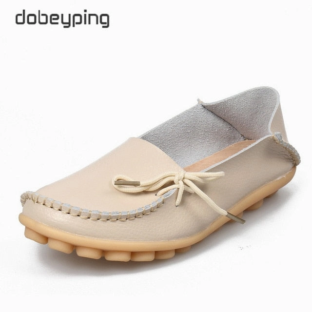 Wide Width Penny Loafers New Moccasins Women Flats 2019 Autumn Woman Loafers Genuine Leather Female Shoes Slip On Ballet Bowtie Women's Shoe Size 35-44