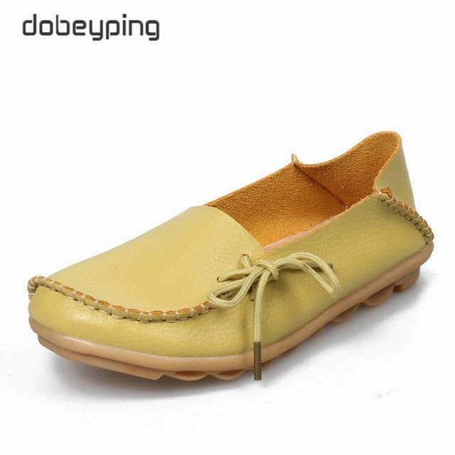 London Loafers New Moccasins Women Flats 2019 Autumn Woman Loafers Genuine Leather Female Shoes Slip On Ballet Bowtie Women's Shoe Size 35-44