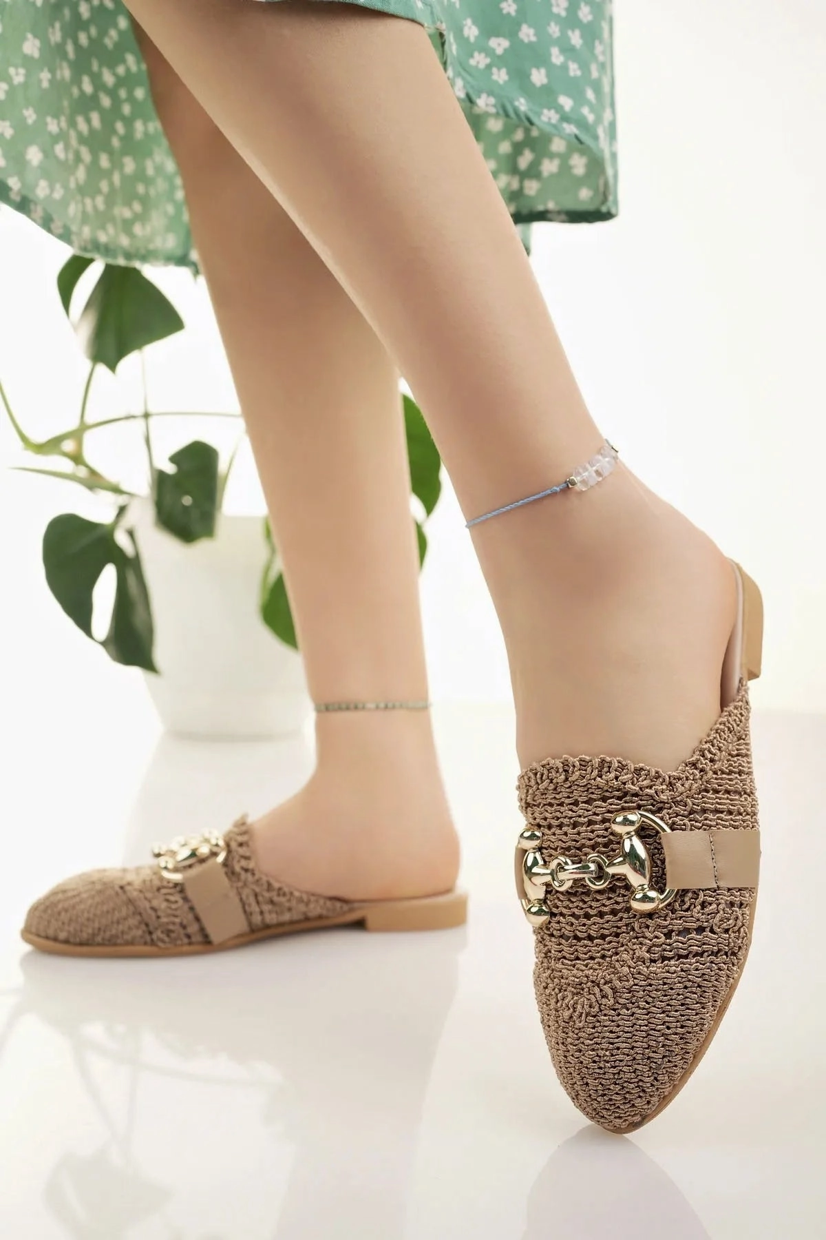 Modafrsat Women's Buckle Detailed Stylish Slippers Real Slides