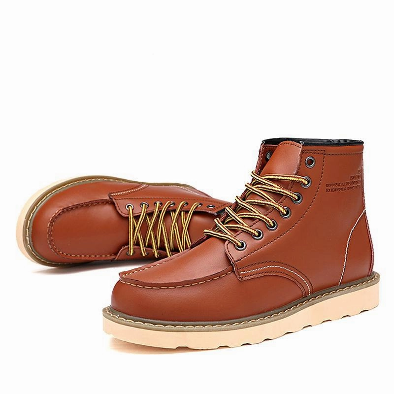 Waterproof Men's Ankle Boots Winter Keep Warm Boots Fashion Snow Fur Boots Mens Shoes Western Motorcycle Boots Flat Barbie Shoes