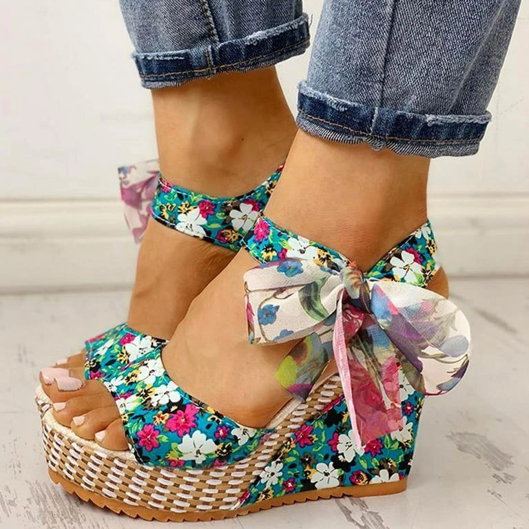 Wedge Lace Laces Floral Pattern High Heels S3365441 Hsn Slippers