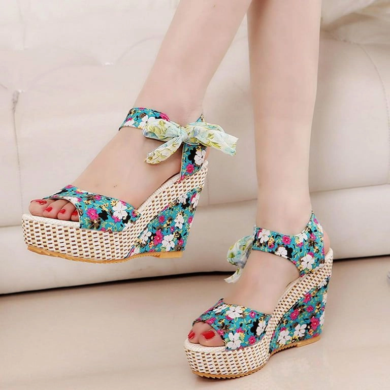 Slip Deals Wedge Lace Laces Floral Pattern High Heels S3365441