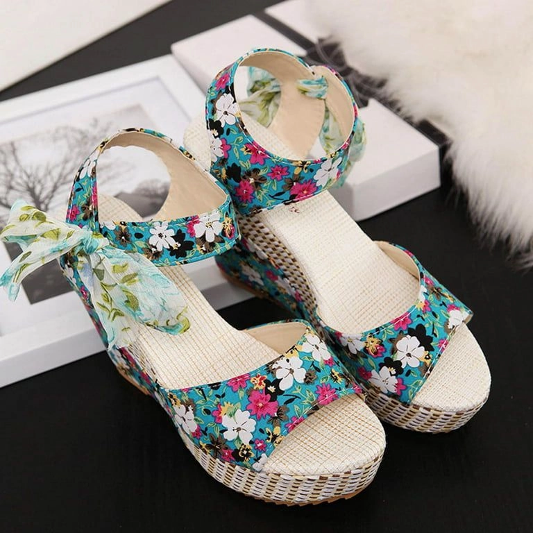 Wedge Lace Laces Floral Pattern High Heels S3365441 Funky Monkey Slides
