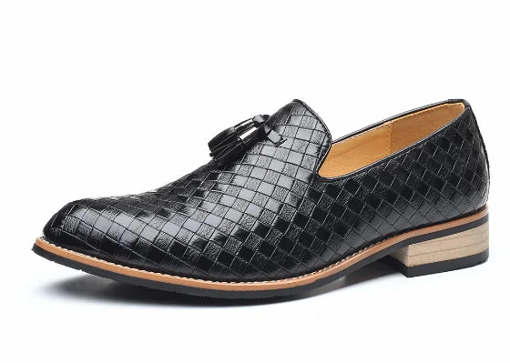 Basket Weave Loafers Luxury Italian Style Tassel Leather Loafers