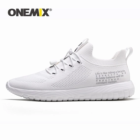 ONEMIX Tennis Shoes For Women Flying Woven Breathable Outdoor Sneakers Flat Strappy Shoes