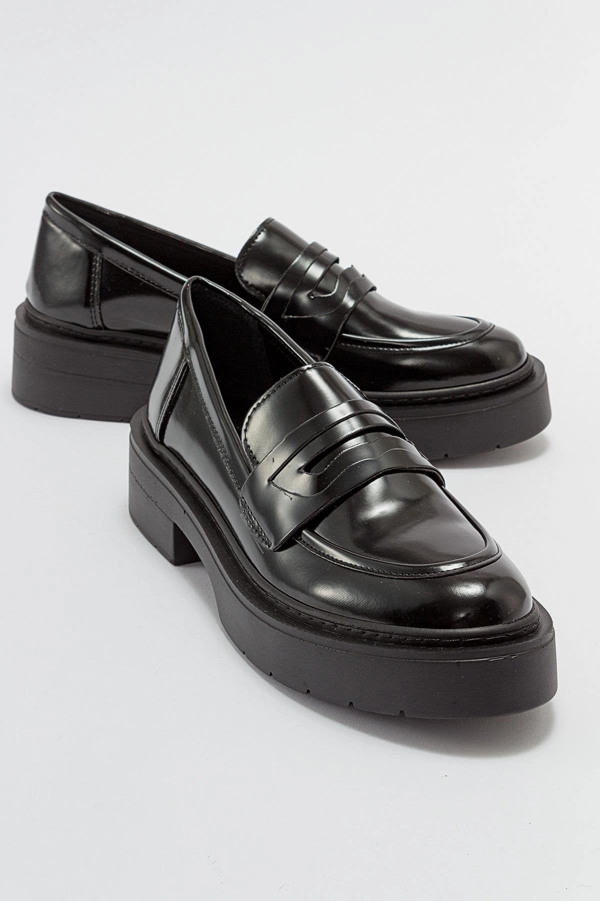 Josie Vegan Leather Platform Loafers | Black Patent Penny Loafers And Sunday Nights