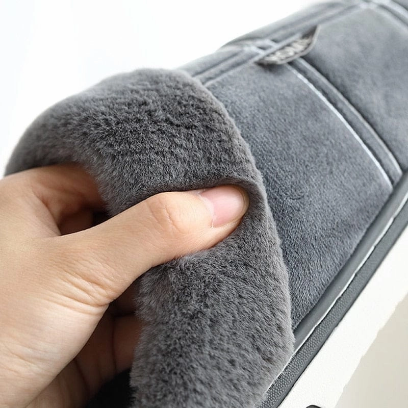 Winter warm slippers men Suede plush Indoor shoes for men Shearling Clog Slippers