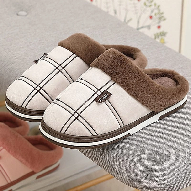 Winter warm slippers men Suede plush Indoor shoes for men Old Friend Slippers