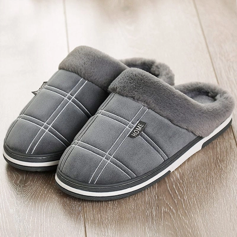 Winter warm slippers men Suede plush Indoor shoes for men Indoor Outdoor Slippers