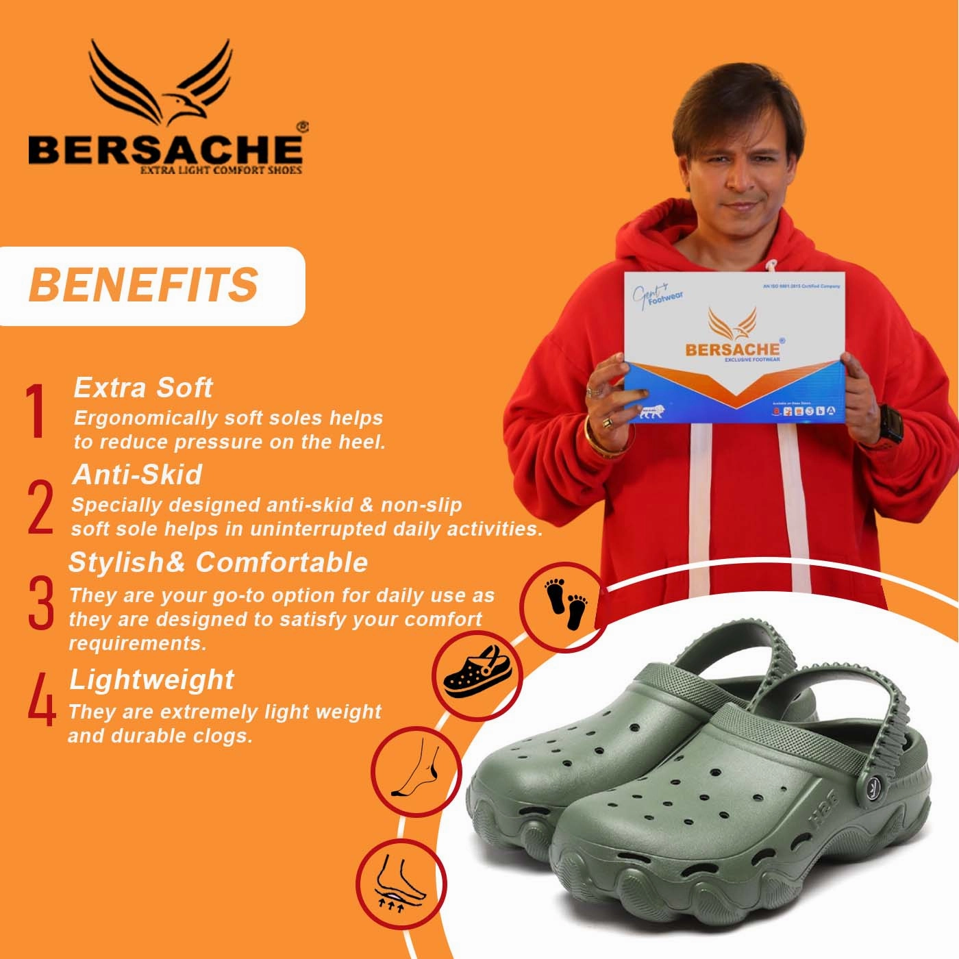 Warm Comfortable Slippers Bersache Extra Soft Classic Casual with  Regular wear with Ultra Soft & Flexibility Technology Clog's for Men's & Boy's (6088-Green)