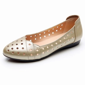 Women Flat shoes Low Heel Hollow Out Breathable Leather Soft Sandals Suede Loafers On Sale