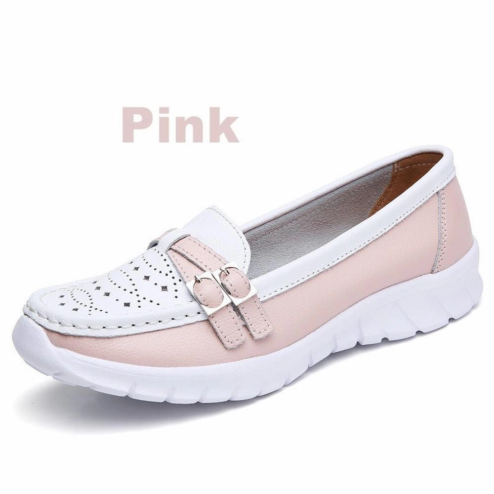 Parker Loafers Women Genuine Leather Flats Moccasin Loafers Slip On Hollow EVA Shoes