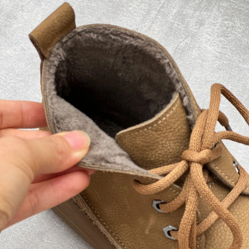 Women Handmade Retro Leather High-topLace-up Casual Shoes Cole Haan Casual Dress Shoes