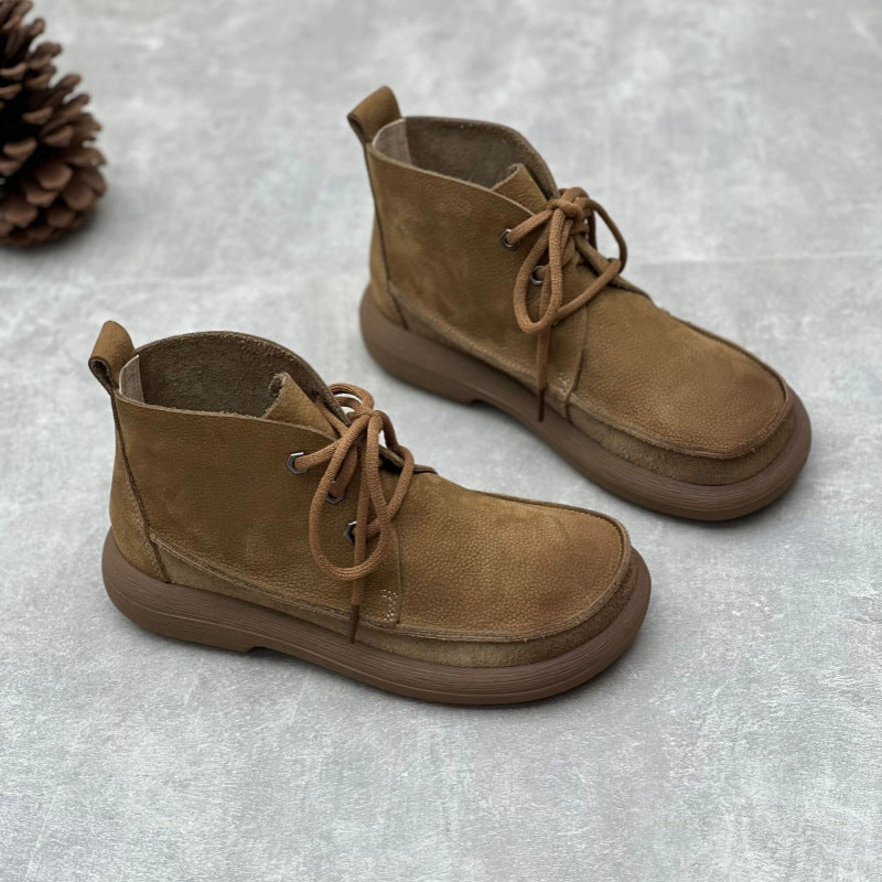 Men's Shoes Casual Women Handmade Retro Leather High-topLace-up Casual Shoes