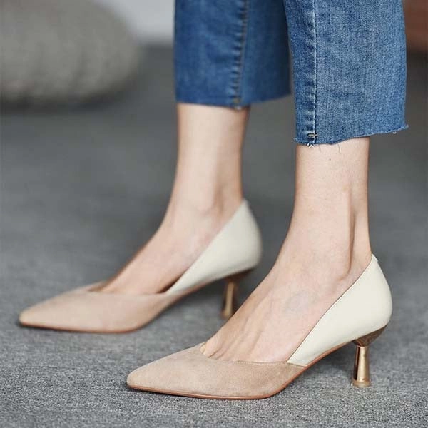 Women Heels Brand Fashion Shoes Party Dress Pumps Winter Autumn Point Toe Lady High Heels Metal Wedding Shoes 2020 New Shoes Wide Slip On Shoes Casual