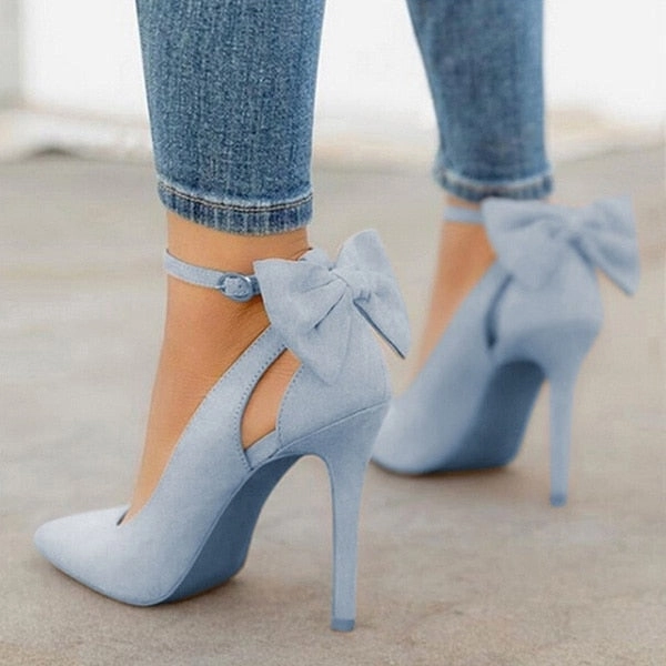 Target Casual Shoes Women High Heels Brand Pumps Women Shoes Pointed Toe Buckle Strap Butterfly Summer Sexy Party Shoes Wedding Shoes Plus Size DE