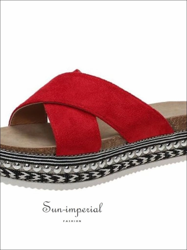 Fsu Flip Flops Women Red Summer Open Toe Platform Casual Slippers Ladies Outdoor Flip Flops X Shape