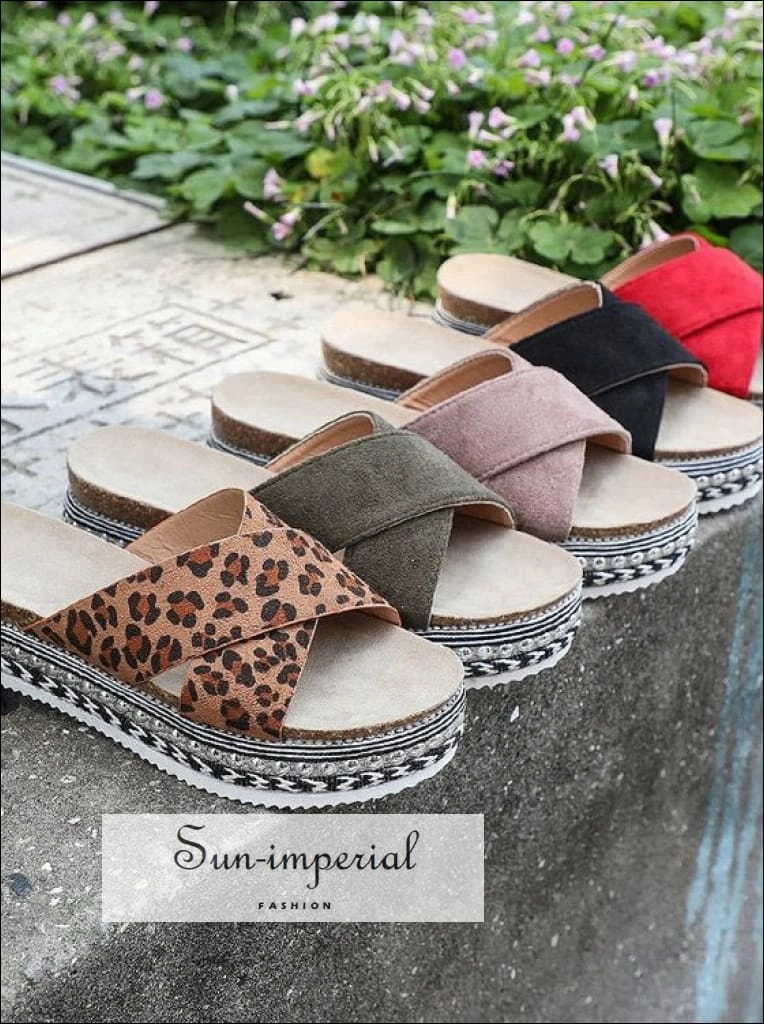Women Red Summer Open Toe Platform Casual Slippers Ladies Outdoor Flip Flops X Shape Flip Flops With Toe Ring