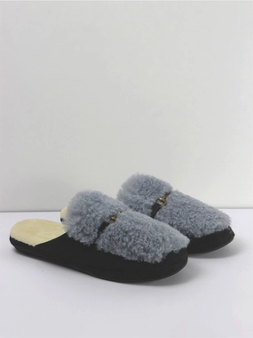 Women's Anti Skid Rubber Sole Slippers,Black/Blue Easy Knit Slippers