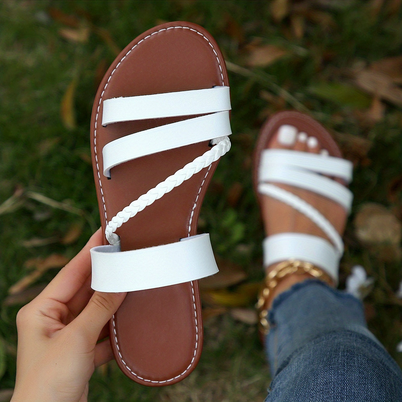 Casual Oxford Shoes With Jeans Women's Casual Flat Slide |  Open Toe Slip On Shoes