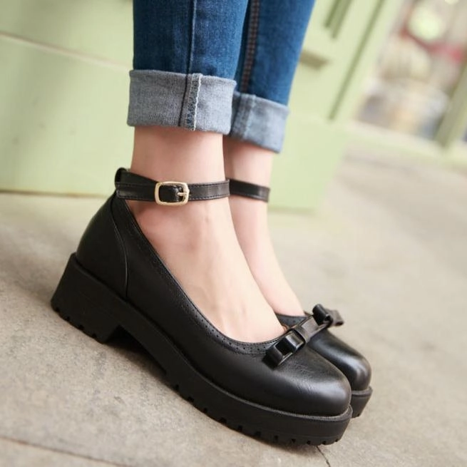 Women's Chunky Platform Mary Janes Shoes With Bowknot Jcpenney Penny Loafers