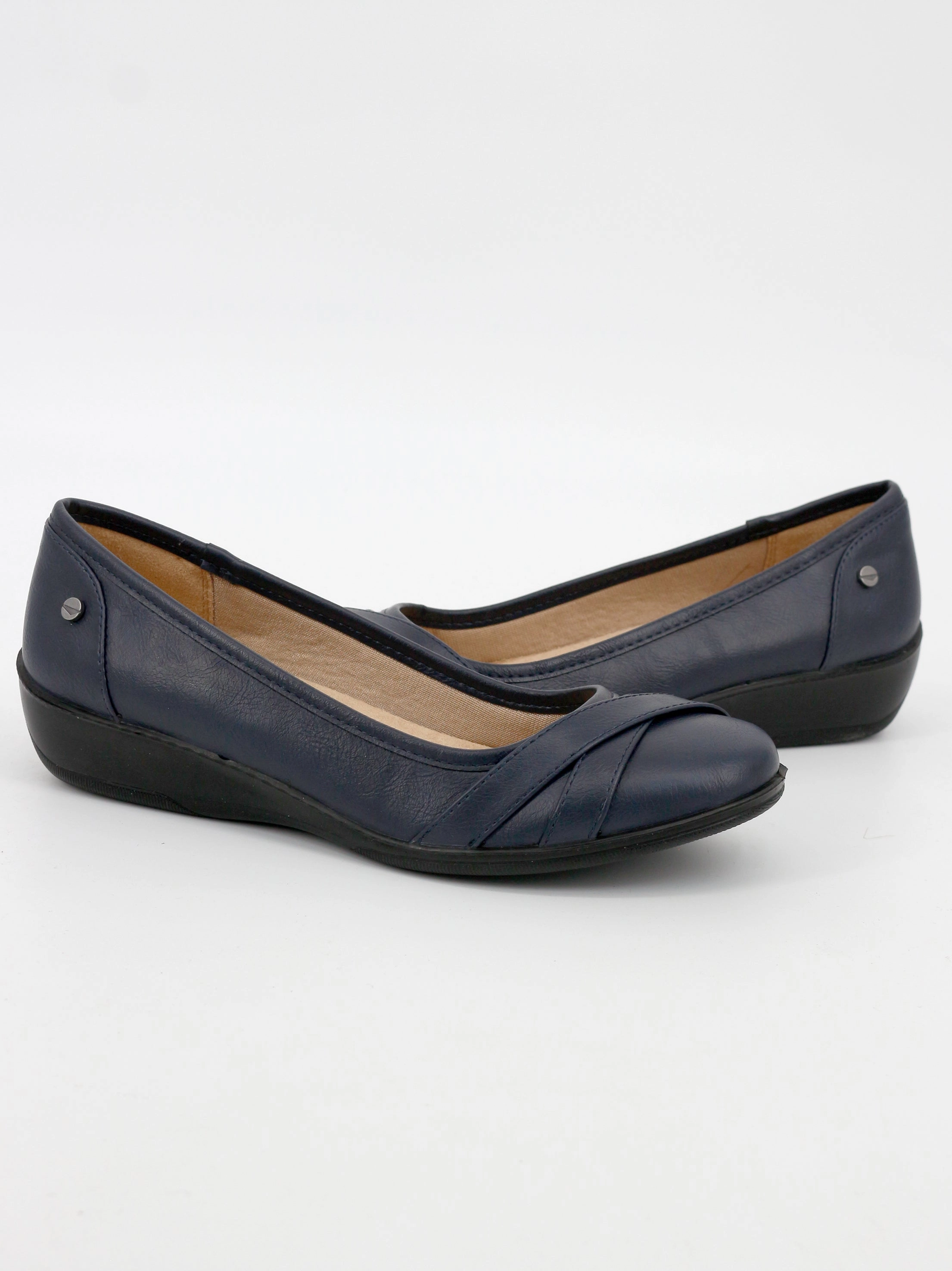 Flat Feet Overpronation Shoes Women's CrissCros Strap Detail Faux Leather Shoes,Navy
