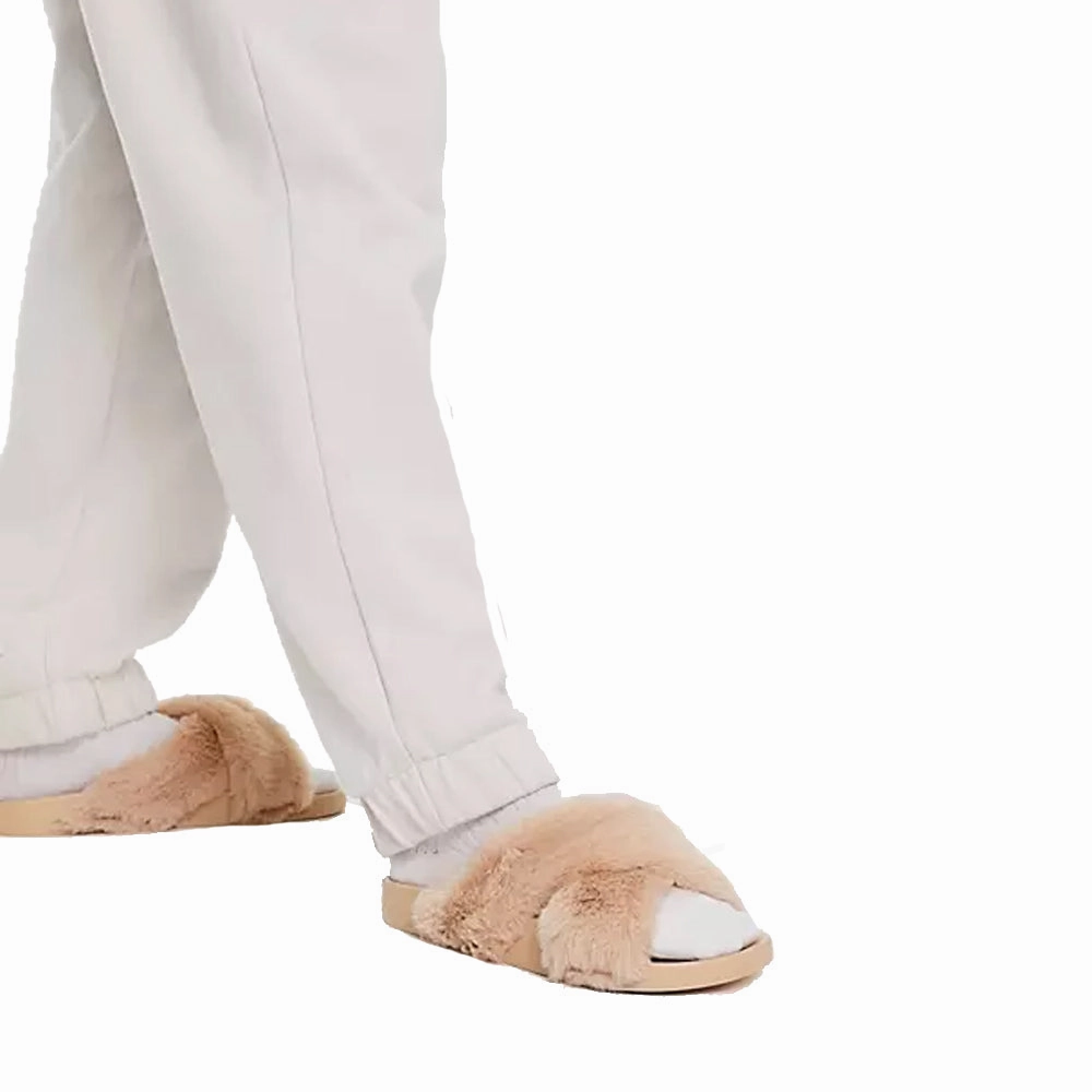 Women's cross-strap furry sliders Slippers,Caramel Olukai Moloa Slippers