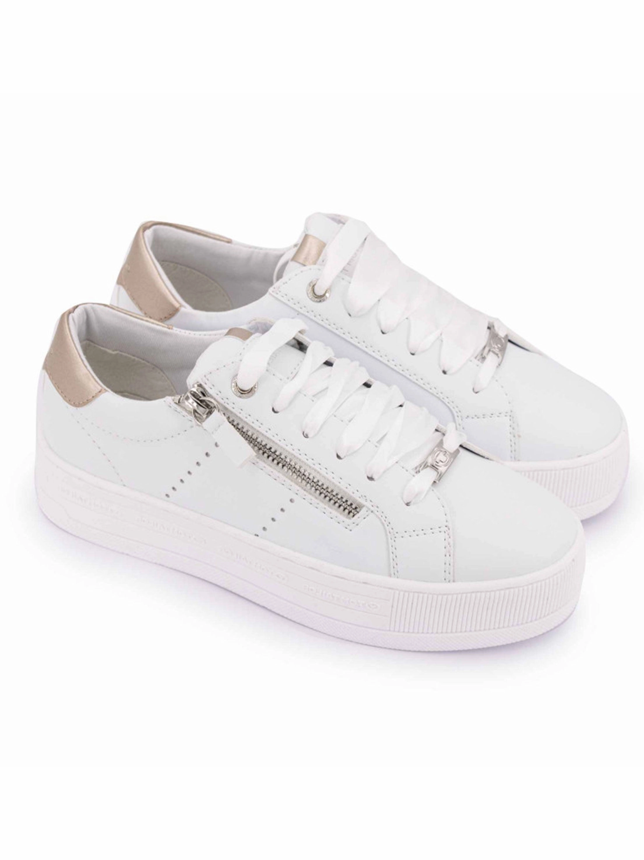 Rc Flat Pedal Shoes Women's Faux Leather Zipper In Side Shoes,White