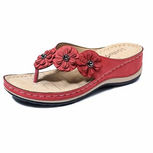 Women's Flower Sandals 2020 Summer Wedge Slippers  Shoes Women Vintage Flip Flops Female Ladies Woman Sandals Lady Casual Slides