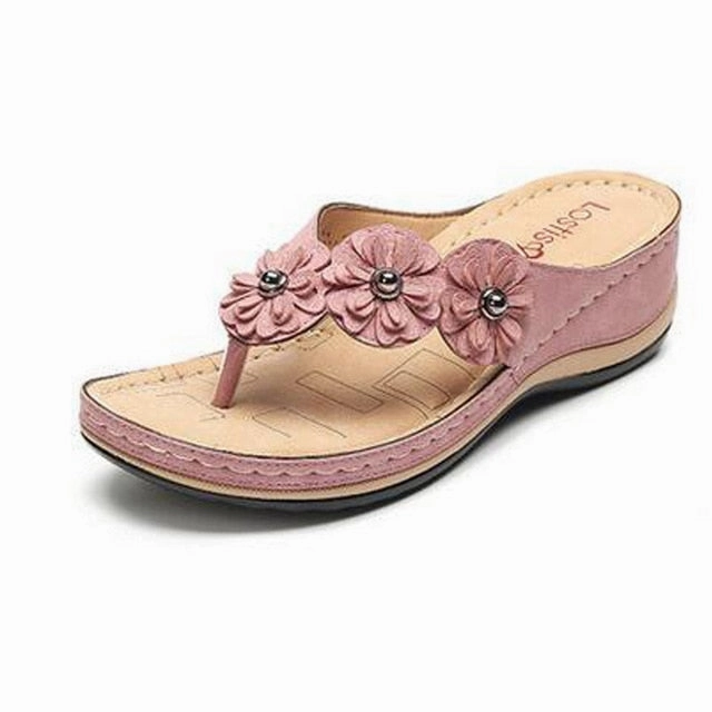 Women's Flower Sandals 2020 Summer Wedge Slippers  Shoes Women Vintage Flip Flops Female Ladies Woman Sandals Lady Casual Slides