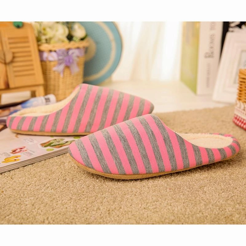 Carebear Slippers Women's house slippers with arch support striped cotton warm bedroom slippers