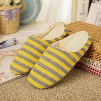 Women's house slippers with arch support striped cotton warm bedroom slippers Feet Massage Slippers