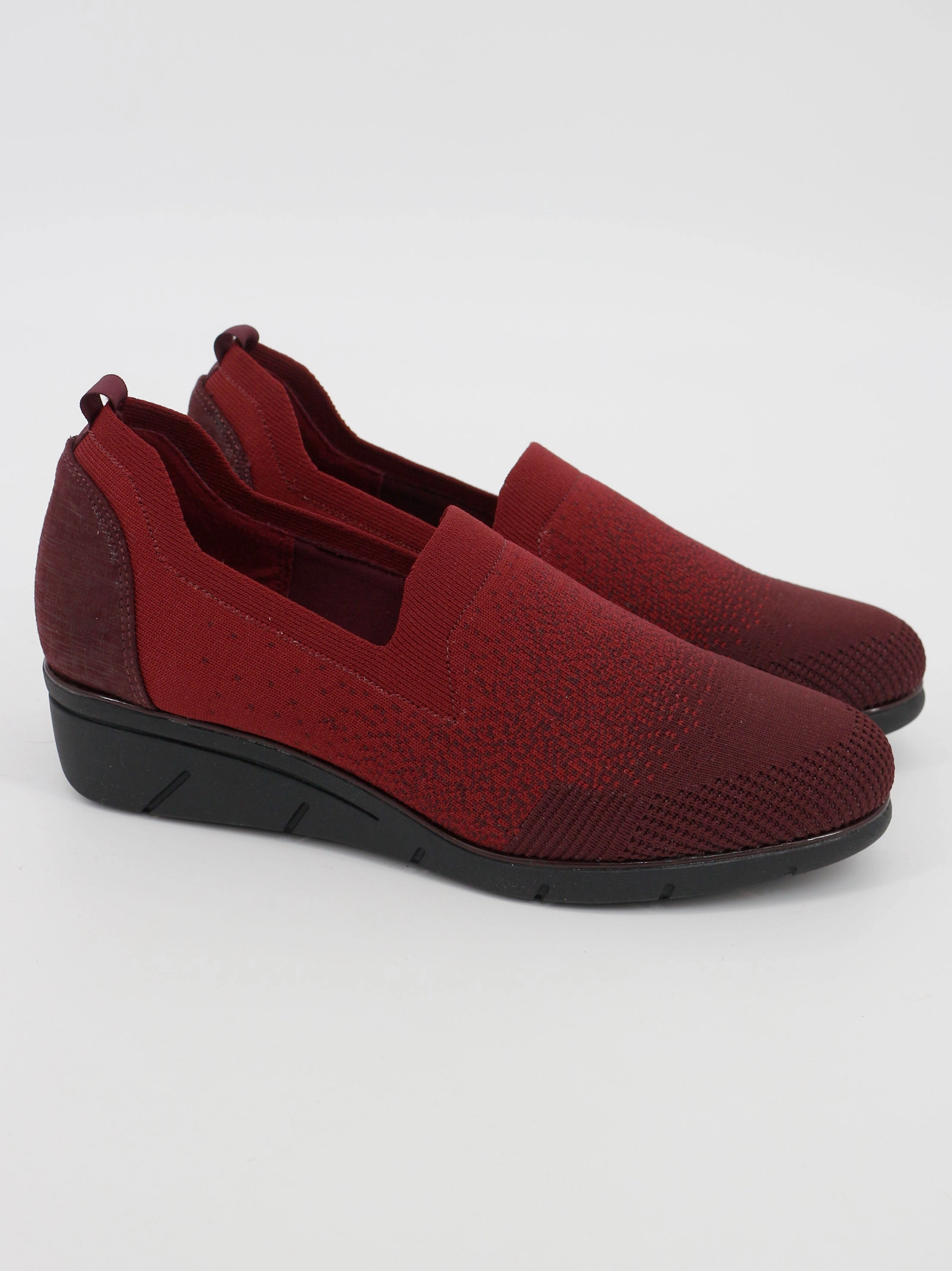 Women's Knit Cushioned Slip On Sneakers,Burgundy Bow Shoes Flat