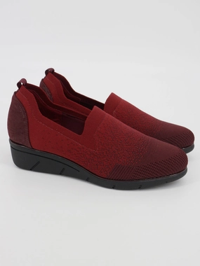Flat Foot Supination Shoes Women's Knit Cushioned Slip On Sneakers,Burgundy