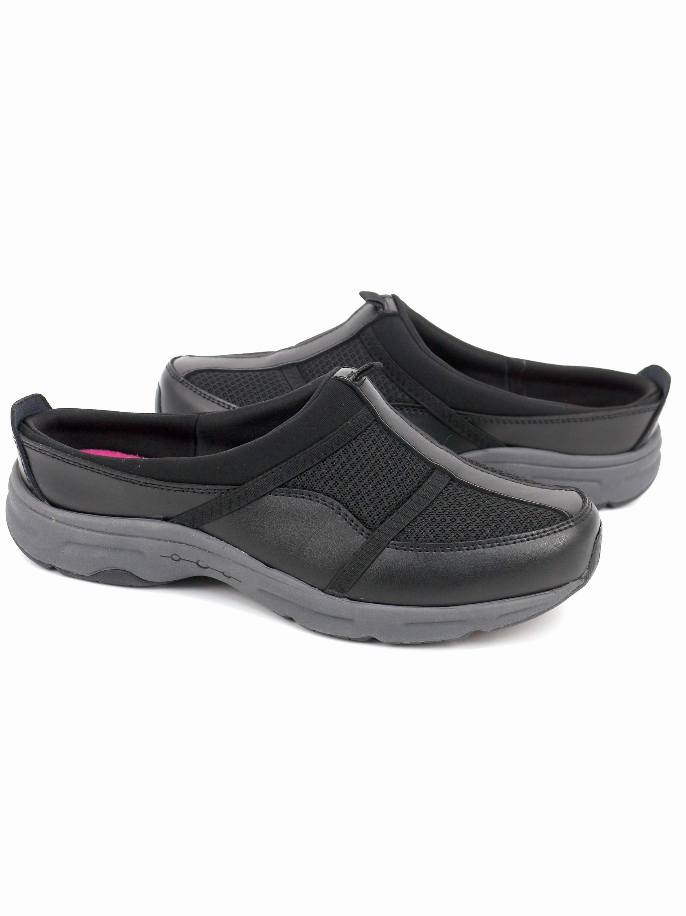 Women's Leather Slip on Mule Sneakers,Black Qvc Shoes Flats