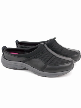 Women's Leather Slip on Mule Sneakers,Black Insoles Running Shoes