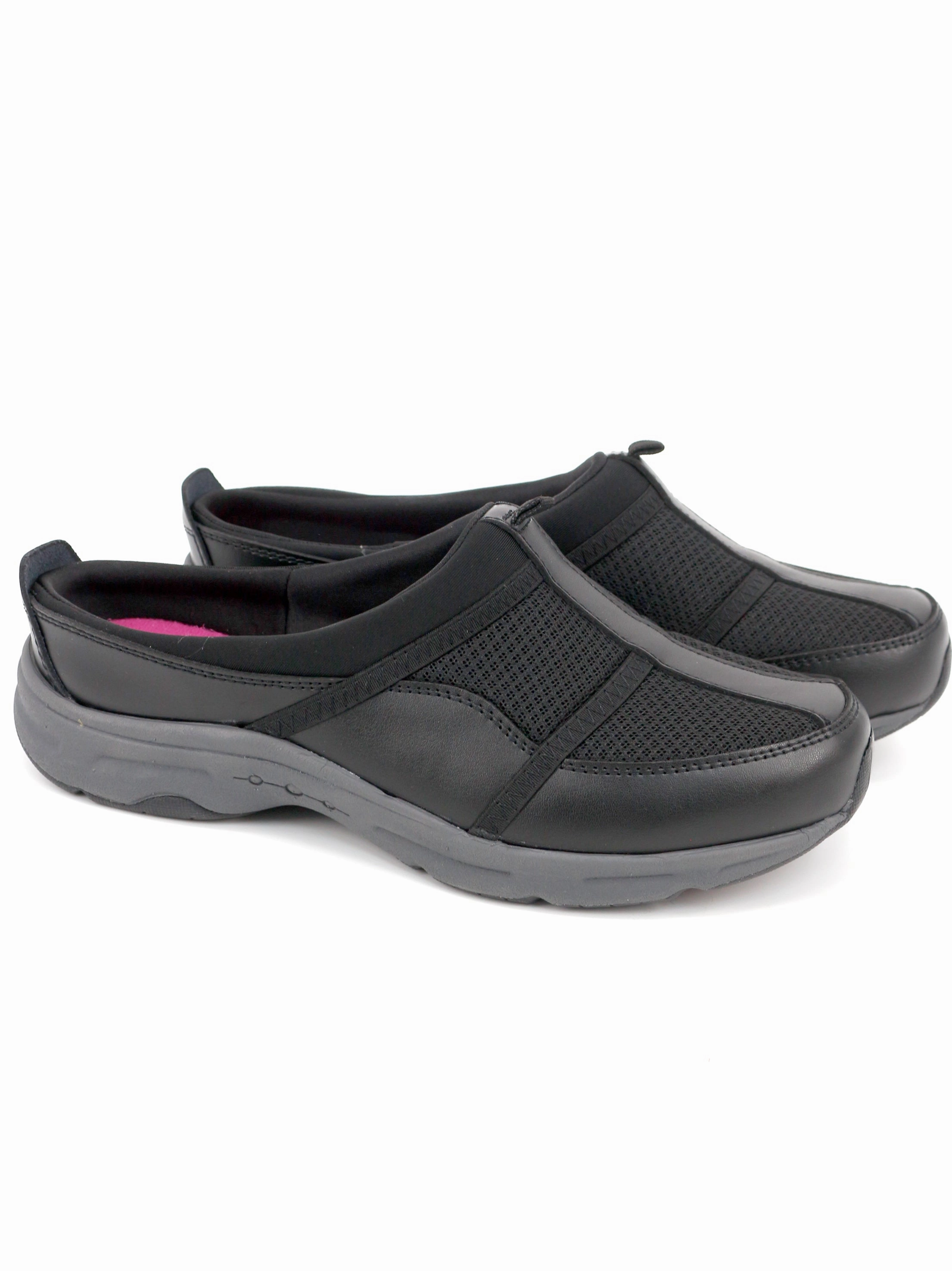 Women's Leather Slip on Mule Sneakers,Black Flat Gianni Bini Shoes