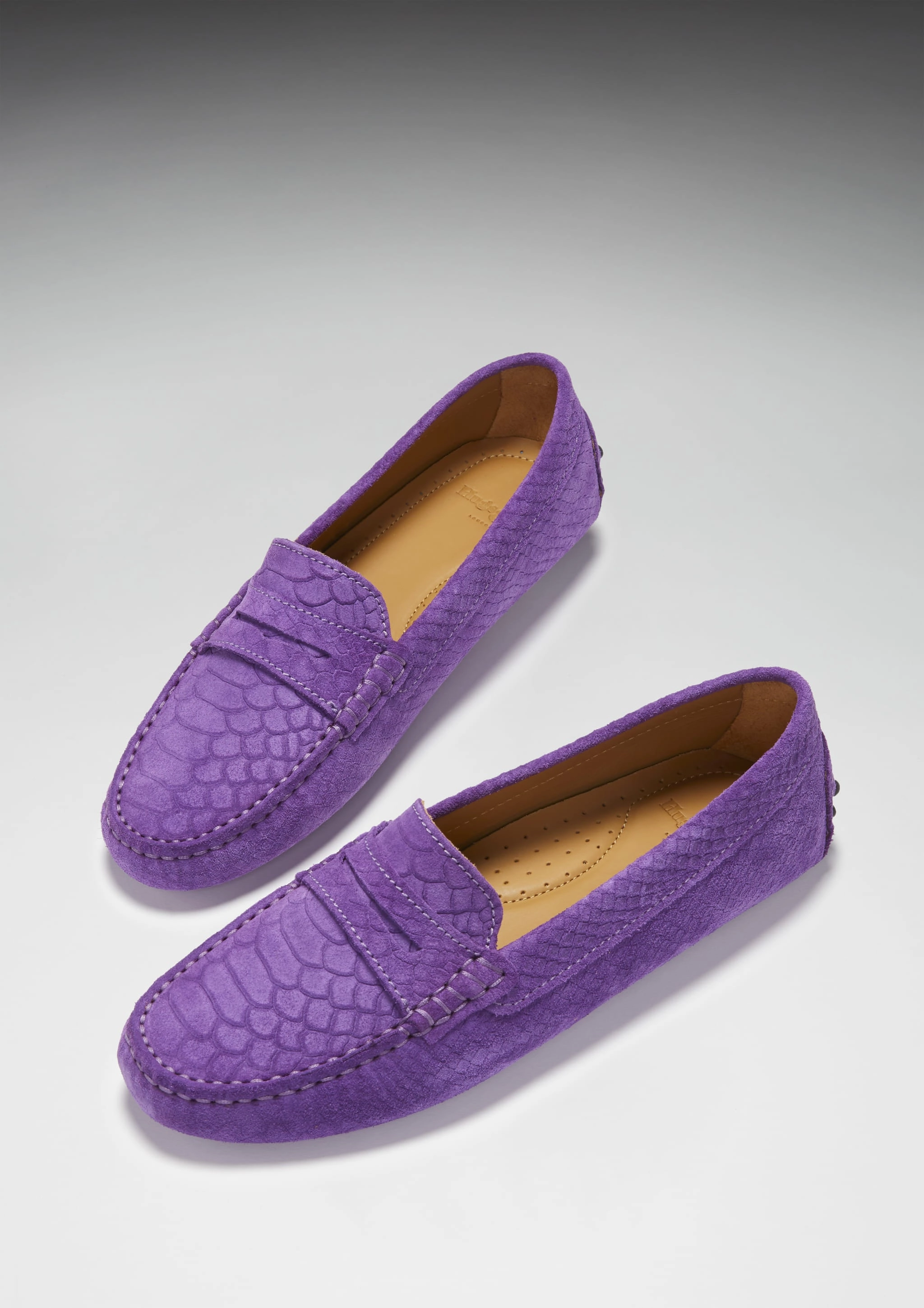 Women's Penny Driving Loafers, purple embossed suede Fitflop Delicato Loafers