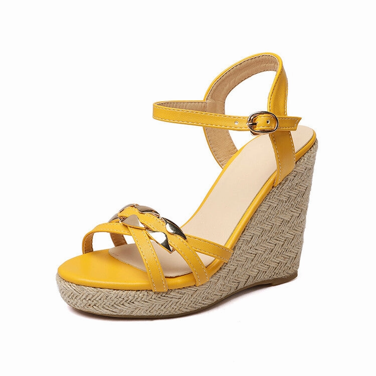 Women's Woven Ankle Strap Wedge Heel Platform Sandals Best Outdoor Sandals